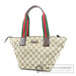 Gucci GG Canvas Sherry Line Tote Bag red green web